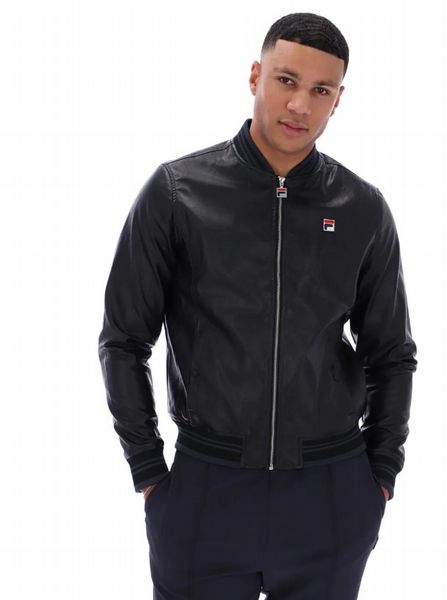 FILA MENS MALYK ARCHIVE INFLUENCE FAUX LEATHER JACKET- BLK/CHARC