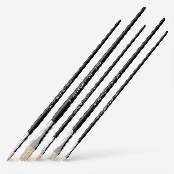 Jackson's: Shiro Professional Hog Bristle Hair Brush: Set of 5: 4 Round, 1 & 6 Bright, 4 Filbert